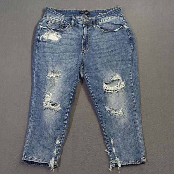 Judy Blue Jeans Women's 14W Blue Skinny Fit Capri Distressed Denim - Picture 1 of 11